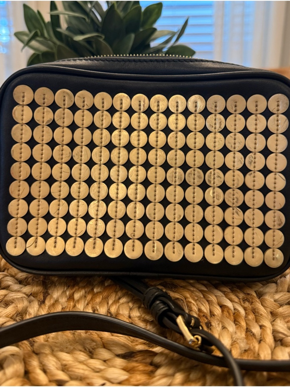 Michael Kors Black Crossbody Bag with Gold Stud Discs - Picture 1 of 5